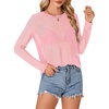 image:imageLYANER Womens Sheer Mesh Long Sleeve Round Neck Sexy See Through Blouse Shirt TopLight Pink