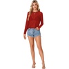 image:imageLYANER Womens Sheer Mesh Long Sleeve Round Neck Sexy See Through Blouse Shirt TopRed