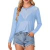image:imageLYANER Womens Sheer Mesh Long Sleeve Round Neck Sexy See Through Blouse Shirt TopSky Blue