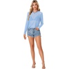 image:imageLYANER Womens Sheer Mesh Long Sleeve Round Neck Sexy See Through Blouse Shirt TopSky Blue