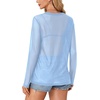 image:imageLYANER Womens Sheer Mesh Long Sleeve Round Neck Sexy See Through Blouse Shirt TopSky Blue