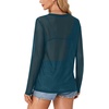 image:imageLYANER Womens Sheer Mesh Long Sleeve Round Neck Sexy See Through Blouse Shirt TopTeal Blue