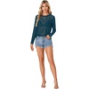 image:imageLYANER Womens Sheer Mesh Long Sleeve Round Neck Sexy See Through Blouse Shirt TopTeal Blue