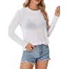 image:imageLYANER Womens Sheer Mesh Long Sleeve Round Neck Sexy See Through Blouse Shirt TopWhite