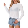 image:imageLYANER Womens Sheer Mesh Long Sleeve Round Neck Sexy See Through Blouse Shirt TopWhite