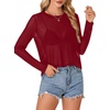image:imageLYANER Womens Sheer Mesh Long Sleeve Round Neck Sexy See Through Blouse Shirt TopWine Red