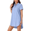 image:imageLYANER Womens Shirt Dress Collar Neck Short Sleeve Button Down Blouse DressBlue