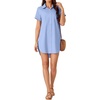 image:imageLYANER Womens Shirt Dress Collar Neck Short Sleeve Button Down Blouse DressBlue