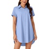 image:imageLYANER Womens Shirt Dress Collar Neck Short Sleeve Button Down Blouse DressBlue