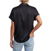 image:imageLYANER Womens Silky Satin Collared V Neck Short Sleeve Business Casual Blouse TopsBlack