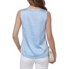 image:imageLYANER Womens Silky Satin Lace Mesh Round Neck Sleeveless Dressy Casual Blouse Tank TopsAzure