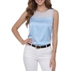 image:imageLYANER Womens Silky Satin Lace Mesh Round Neck Sleeveless Dressy Casual Blouse Tank TopsAzure