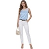 image:imageLYANER Womens Silky Satin Lace Mesh Round Neck Sleeveless Dressy Casual Blouse Tank TopsAzure