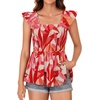 image:imageLYANER Womens Square Neck Ruffle Cap Short Sleeve Smocked Summer Peplum Top Babydoll Flowy Blouse TankFloral Pink