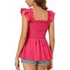 image:imageLYANER Womens Square Neck Ruffle Cap Short Sleeve Smocked Summer Peplum Top Babydoll Flowy Blouse TankSolid Rose