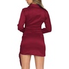 image:imageLYANER Womens Stain Deep V Neck Button Down Tie Front Long Sleeve Mini Short DressBurgundy