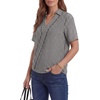 image:imageLYANER Womens Striped Collared V Neck Short Sleeve Loose Business Casual Blouse TopsBlack