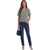image:imageLYANER Womens Striped Collared V Neck Short Sleeve Loose Business Casual Blouse TopsBlack