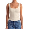 image:imageLYANER Womens Summer Cute Tops Square Neck Sleeveless Eyelet Button Down Tank Top BlousesBeige