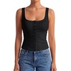 image:imageLYANER Womens Summer Cute Tops Square Neck Sleeveless Eyelet Button Down Tank Top BlousesBlack