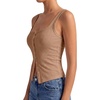 image:imageLYANER Womens Summer Cute Tops Square Neck Sleeveless Eyelet Button Down Tank Top BlousesDark Khaki