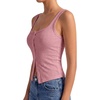 image:imageLYANER Womens Summer Cute Tops Square Neck Sleeveless Eyelet Button Down Tank Top BlousesDark Pink