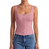 image:imageLYANER Womens Summer Cute Tops Square Neck Sleeveless Eyelet Button Down Tank Top BlousesDark Pink