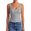 image:imageLYANER Womens Summer Cute Tops Square Neck Sleeveless Eyelet Button Down Tank Top BlousesGrey