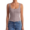 image:imageLYANER Womens Summer Cute Tops Square Neck Sleeveless Eyelet Button Down Tank Top BlousesKhaki