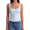 image:imageLYANER Womens Summer Cute Tops Square Neck Sleeveless Eyelet Button Down Tank Top BlousesLight Blue