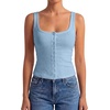 image:imageLYANER Womens Summer Cute Tops Square Neck Sleeveless Eyelet Button Down Tank Top BlousesSky Blue