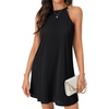 image:imageLYANER Womens Summer Halter Dresses Sleeveless Ruffle Hem A Line Swing Loose Mini DressBlack