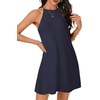 image:imageLYANER Womens Summer Halter Dresses Sleeveless Ruffle Hem A Line Swing Loose Mini DressDark Blue