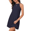 image:imageLYANER Womens Summer Halter Dresses Sleeveless Ruffle Hem A Line Swing Loose Mini DressDark Blue