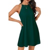 image:imageLYANER Womens Summer Halter Dresses Sleeveless Ruffle Hem A Line Swing Loose Mini DressDark Green