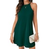 image:imageLYANER Womens Summer Halter Dresses Sleeveless Ruffle Hem A Line Swing Loose Mini DressDark Green