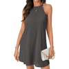 image:imageLYANER Womens Summer Halter Dresses Sleeveless Ruffle Hem A Line Swing Loose Mini DressDark Grey