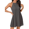 image:imageLYANER Womens Summer Halter Dresses Sleeveless Ruffle Hem A Line Swing Loose Mini DressDark Grey