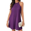 image:imageLYANER Womens Summer Halter Dresses Sleeveless Ruffle Hem A Line Swing Loose Mini DressDeep Purple
