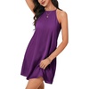 image:imageLYANER Womens Summer Halter Dresses Sleeveless Ruffle Hem A Line Swing Loose Mini DressDeep Purple