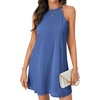 image:imageLYANER Womens Summer Halter Dresses Sleeveless Ruffle Hem A Line Swing Loose Mini DressDenim Blue