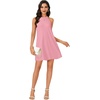 image:imageLYANER Womens Summer Halter Dresses Sleeveless Ruffle Hem A Line Swing Loose Mini DressPink
