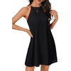 image:imageLYANER Womens Summer Halter Dresses Sleeveless Ruffle Hem A Line Swing Loose Mini DressSolid Black