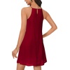 image:imageLYANER Womens Summer Halter Dresses Sleeveless Ruffle Hem A Line Swing Loose Mini DressWine Red