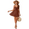 image:imageLYANER Womens Summer Sexy V Neck Spaghetti Strap Dress Ruched Tie Knot Front Short Flowy Mini DressesDark Brown