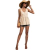 image:imageLYANER Womens Summer Sleeveless Peplum Button Ruffle Hem Flowy Babydoll Tank TopsBeige