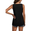 image:imageLYANER Womens Summer Sleeveless Peplum Button Ruffle Hem Flowy Babydoll Tank TopsBlack
