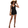image:imageLYANER Womens Summer Sleeveless Peplum Button Ruffle Hem Flowy Babydoll Tank TopsBlack