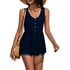 image:imageLYANER Womens Summer Sleeveless Peplum Button Ruffle Hem Flowy Babydoll Tank TopsDark Blue