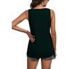 image:imageLYANER Womens Summer Sleeveless Peplum Button Ruffle Hem Flowy Babydoll Tank TopsDark Green
